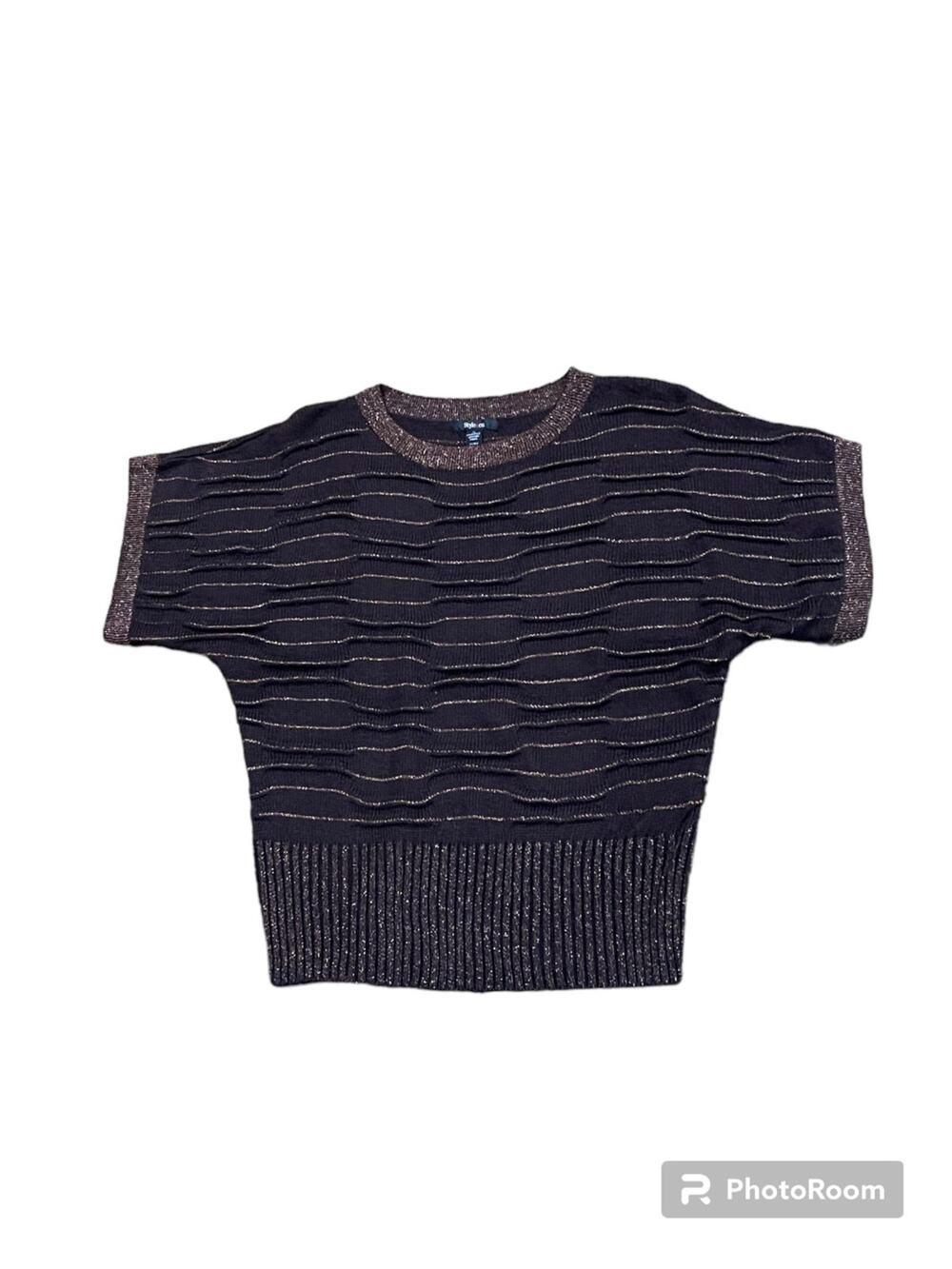 NWT Style & Co Sweater Women's Short Sleeve Brown Size XLarge